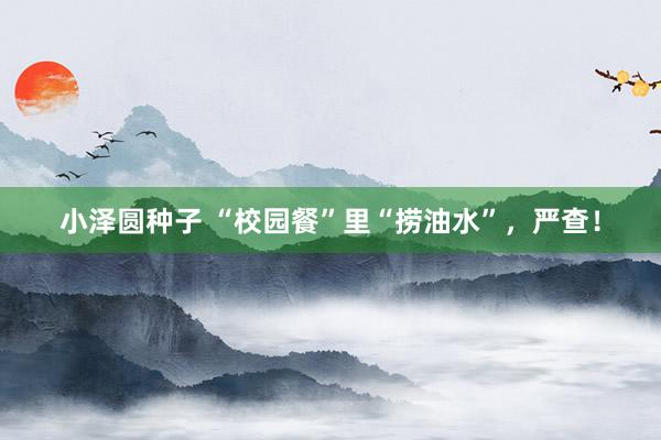 小泽圆种子 “校园餐”里“捞油水”，严查！