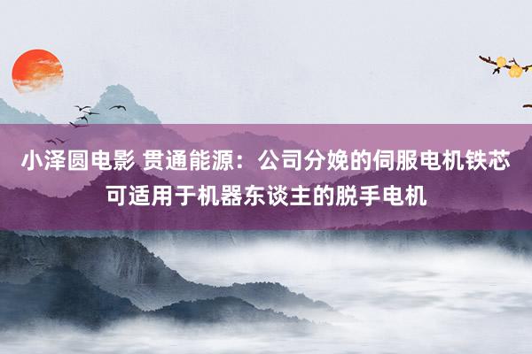 小泽圆电影 贯通能源：公司分娩的伺服电机铁芯可适用于机器东谈主的脱手电机