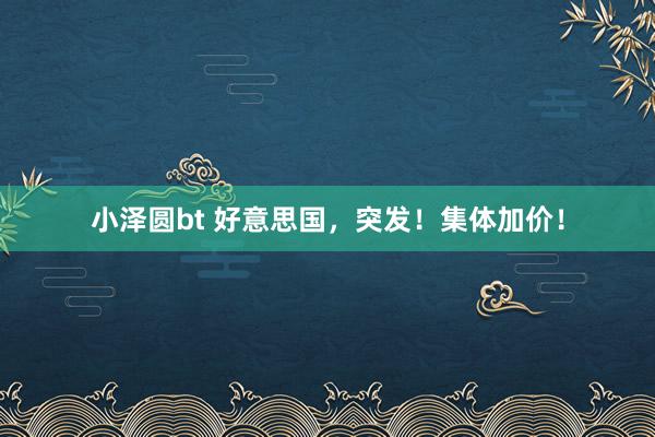 小泽圆bt 好意思国，突发！集体加价！