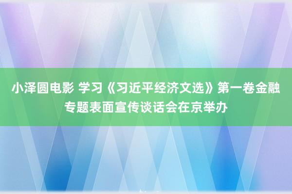 小泽圆电影 学习《习近平经济文选》第一卷金融专题表面宣传谈话会在京举办